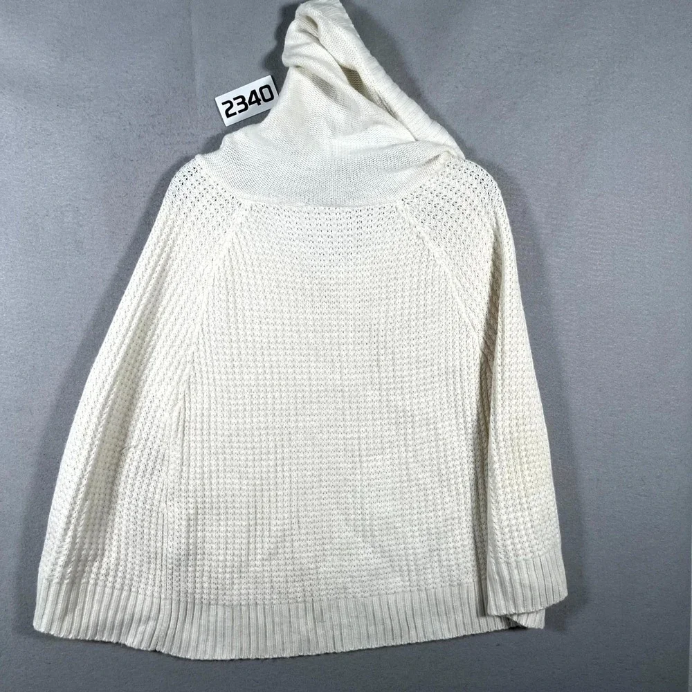 Yoki Collection Poncho Sweater Womens Medium Cream Cotton‎ Thermal Knit Winter